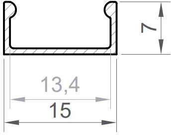 (15mm x 7mm) 2 Metre Recessed/Surface Silver LED Profile P4-1