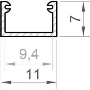 (11mm x 7mm) 2 Metre Surface Silver LED Profile P4-2