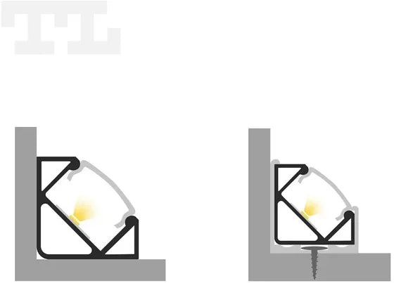 (17.1mmx17.1mm) 2 Metre Corner Mounted Anthracite Grey LED Profile P3-1