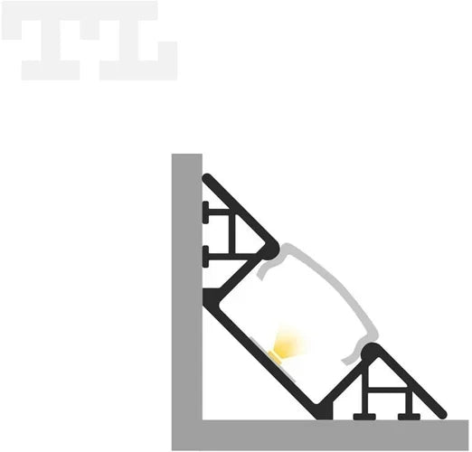 (22.7mm x 22.7mm) 2 Metre Corner Mounted Anthracite Grey LED Profile P7-1