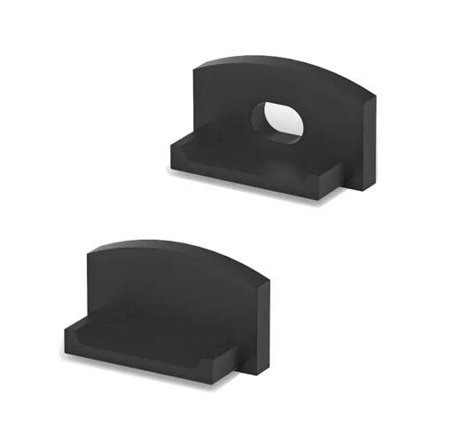 P4-1 Strip Recessed Black Profile End Cap Set (For C1 & C4 Diffuser) Rounded-Top-0