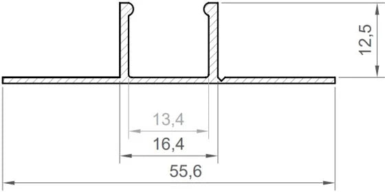 (16.4mm x 12.5mm) 1 Metre Plaster In Aluminium LED Profile (with holes) P17-2