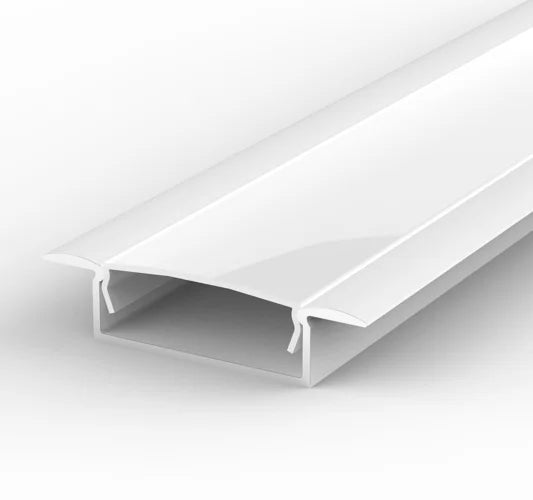 (30.8mm x 9.2mm) 1 Metre Recessed White LED Profile P14-1 C/W Clips, End Caps & Opal Cover