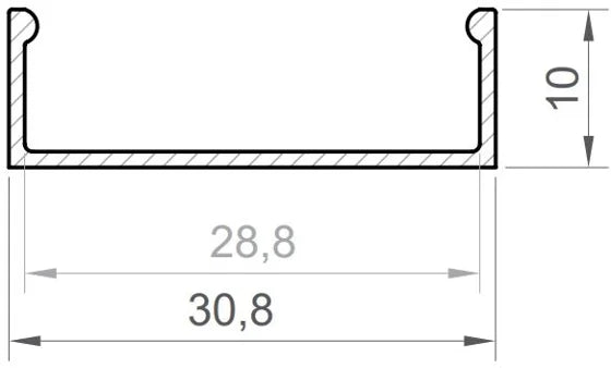 (30.8mm x 10mm) 2 Metre Surface Mounted Black LED Profile P13-1