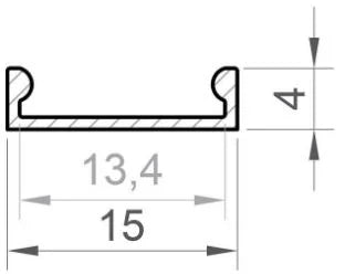 (15mm x 4mm) 2 Metre Surface Black Profile LED Profile P4-3