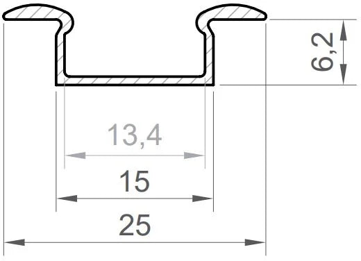 (15mm x 6.2mm) 2 Metre Recessed Black LED Profile P6-1