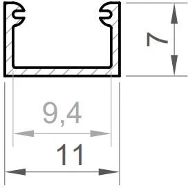 (11mm x 7mm) 1 Metre Surface White Aluminium LED Profile P4-2