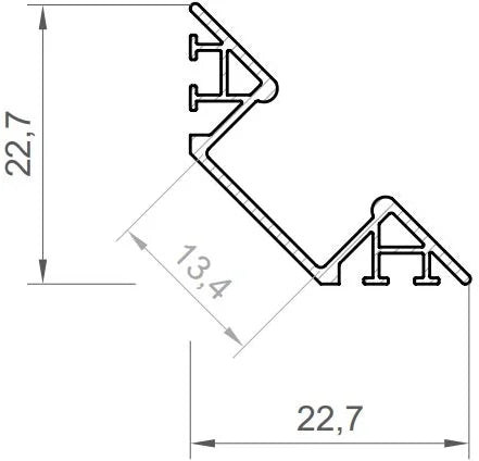 (22.7mm x 22.7mm) 1 Metre Surface Mounted Corner White LED Profile P7-1