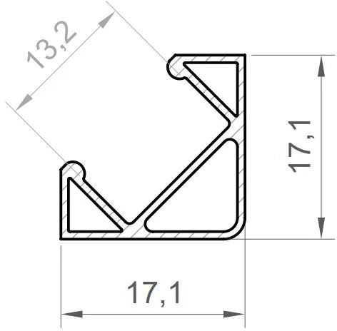 (17mm x 17mm) 2 Metre Surface Corner LED Profile P3-1