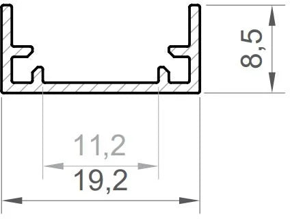 (19.2mm x 8.5mm) 2 Metre Waterproof Recessed LED Profile P11-1