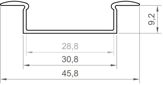 (30.8mm x 9.2mm) 1 Metre Recessed Aluminium LED Profile P14-1