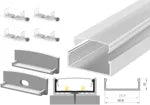 (30.8mm x 10mm) 2 Metre Surface Mounted LED Profile P13-1 C/W Clips, End Caps & Clear Cover