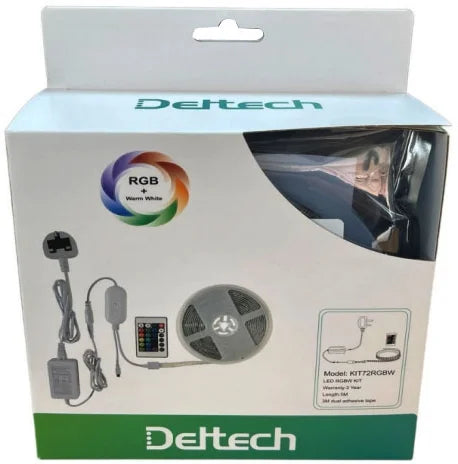 Deltech 24V 5 Metre LED - RGBW - Strip Kit - Remote Or App Controlled - IP65