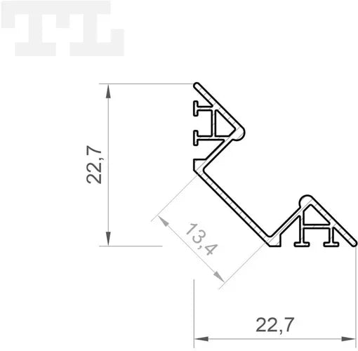 (22.7mm x 22.7mm) 2 Metre Corner Mounted Anthracite Grey LED Profile P7-1