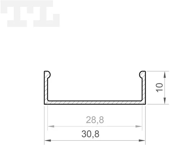 (30.8mm x 10mm) 2 Metre Surface Mounted Anthracite Grey LED Profile P13-1