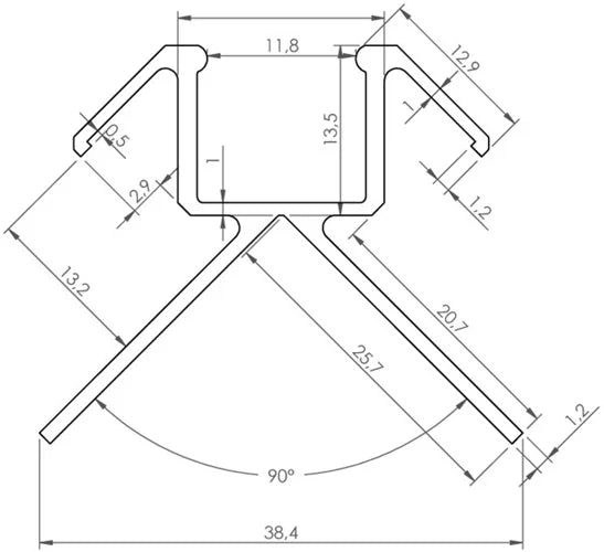 (33mm x 13.2mm) 2 Metre Recessed LED Profile Silver Anodised P17-3