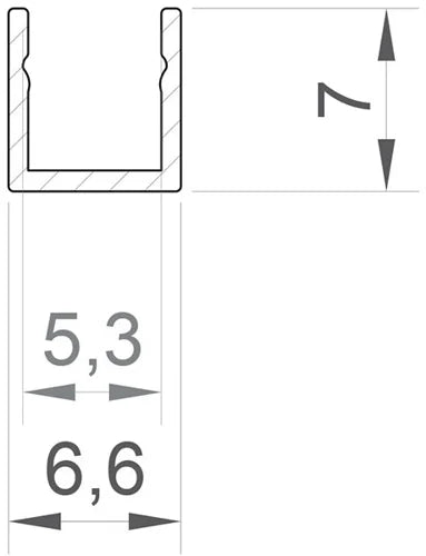 (6.6mm x 7mm) 1 Metre Surface Mounted LED Profile White P4-4