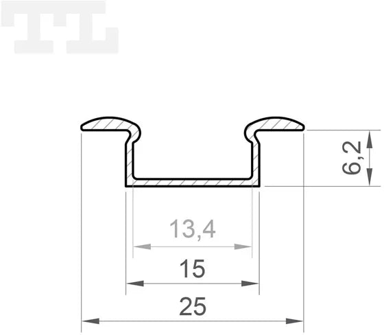 (25mm x 6.2mm) 2 Metre Recessed Anthracite Grey LED Profile P6-1