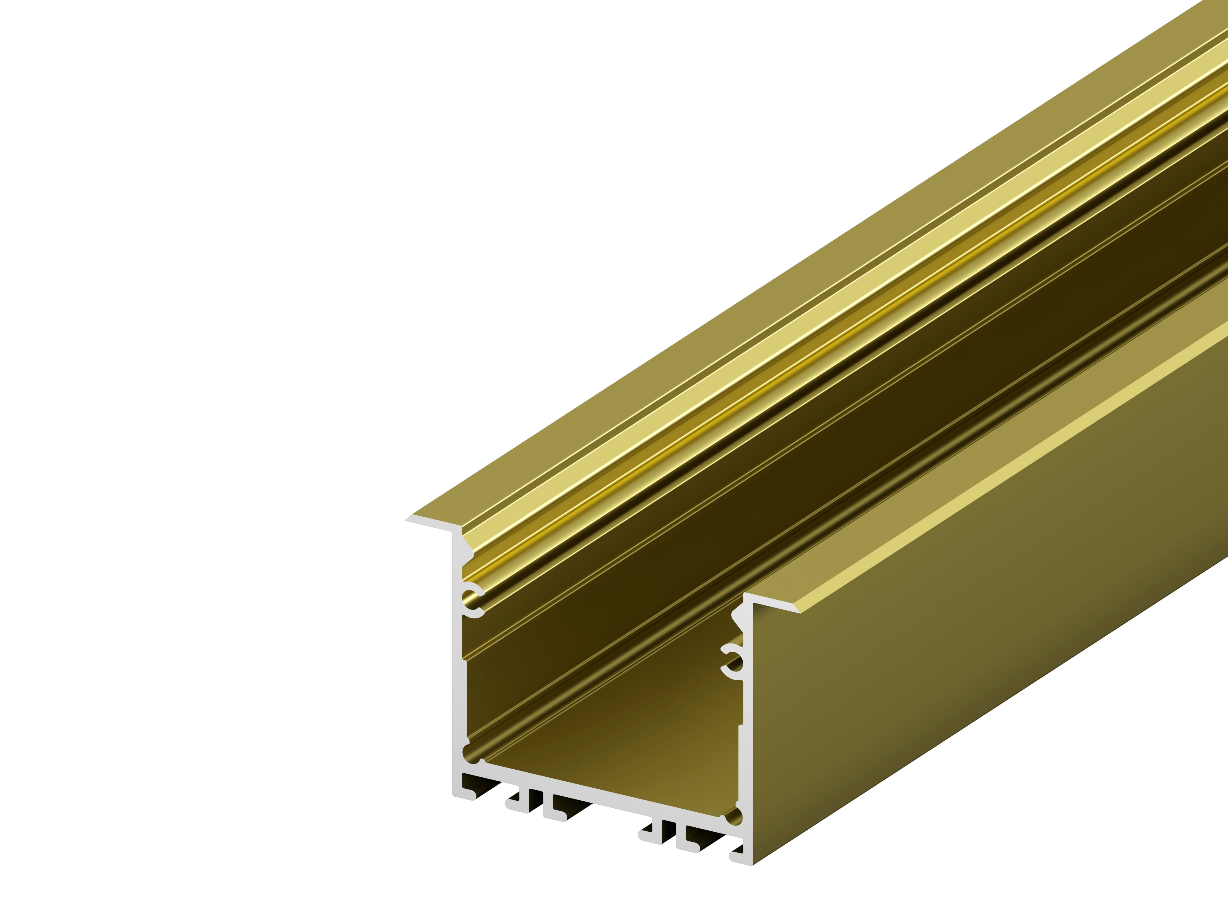 (41.4mm x 24.2mm) 2 Metre Recessed Gold/Brass LED Profile P22-1